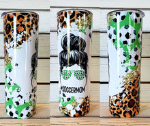 Load image into Gallery viewer, Green, Leopard, Soccer Mom 20oz Tumbler w/ Lid & Straw