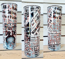 Load image into Gallery viewer, True Crime Bloody Newspaper Style Tumbler w/Lid & Straw
