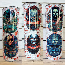 Load image into Gallery viewer, Bloody Horror Movies Tumbler w/Lid & Straw