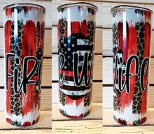 Load image into Gallery viewer, Red & Leopard Fire Wife 20oz Tumbler w/ Lid & Straw