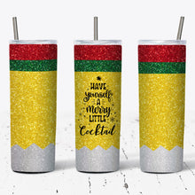 Load image into Gallery viewer, Merry Cocktail Pencil Style Tumbler w/ Lid & Straw