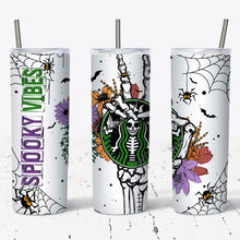 Load image into Gallery viewer, Spooky Vibes Skeleton Hand Coffee Style Tumbler w/ Lid & Straw