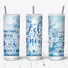 Load image into Gallery viewer, Blue Let it Snow Style Tumbler w/ Lid & Straw