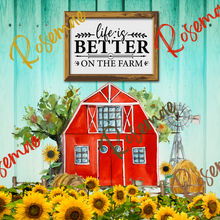 Load image into Gallery viewer, Blue Wood Grain & Red Barn Farm Life Tumbler w/ Lid & Straw