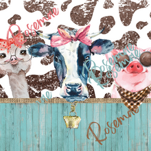 Load image into Gallery viewer, Blue Wood Grain & Cute Animal Farm Life Tumbler w/ Lid & Straw