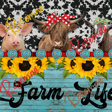 Load image into Gallery viewer, Blue Wood Grain & Cowhide Farm Life Tumbler w/ Lid & Straw