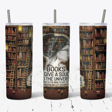 Load image into Gallery viewer, Book Shelf Book Lover Style Tumbler w/ Lid & Straw