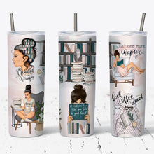 Load image into Gallery viewer, Book Lover Collage Style Tumbler w/ Lid & Straw