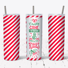 Load image into Gallery viewer, Candy Cane Wishes & Mistletoe Kisses Style Tumbler w/ Lid & Straw