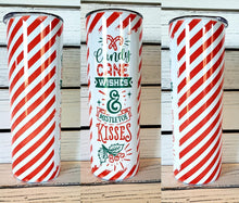 Load image into Gallery viewer, Candy Cane Wishes & Mistletoe Kisses Style Tumbler w/ Lid & Straw
