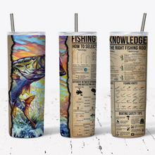 Load image into Gallery viewer, Fishing Knowledge Map & Fish Tumbler w/ Lid & Straw