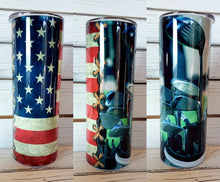 Load image into Gallery viewer, Patriotic Flag & Golf Style 20oz Tumbler w/ Lid & Straw