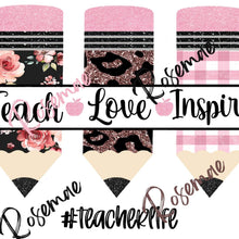 Load image into Gallery viewer, Pink Teacher Pencil Teach Love Inspire Tumbler w/ Lid & Straw