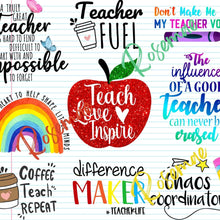 Load image into Gallery viewer, Teacher Quotes Lined Paper Tumbler w/ Lid & Straw