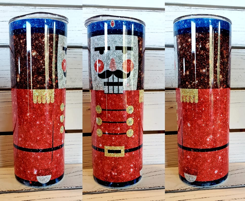 Glitter Christmas Nutcracker 20oz Tumbler w/ Lid & Straw
