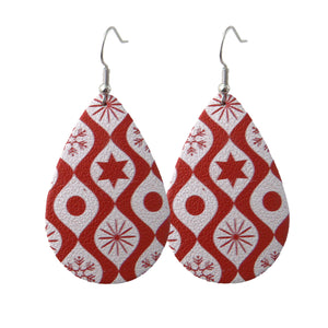 Red Christmas Tear Drop Earrings