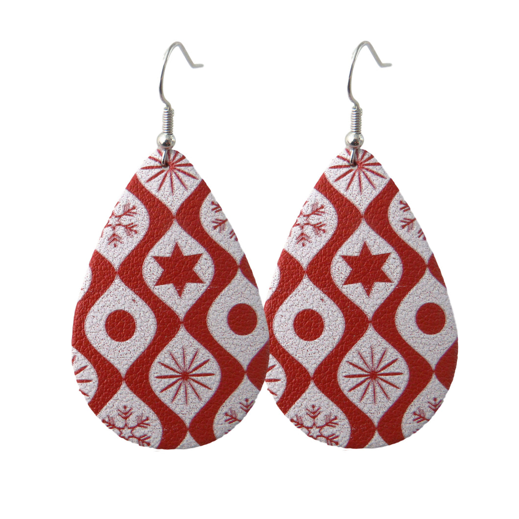 Red Christmas Tear Drop Earrings