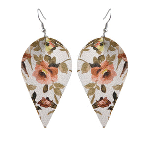Peach Floral Upside Down Tear Earrings