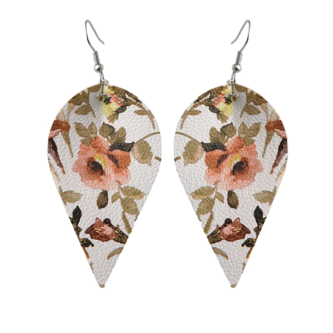 Peach Floral Upside Down Tear Earrings