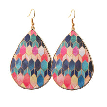 Load image into Gallery viewer, Stained Glass Print &amp; Gold Frame Tear Drop Earrings
