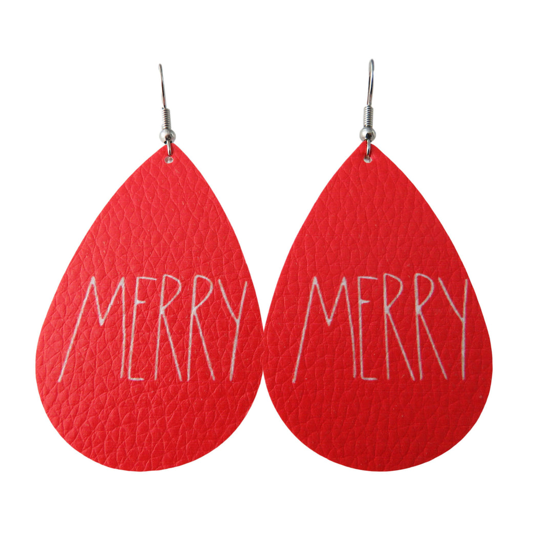 Merry Tear Drop Christmas Earrings