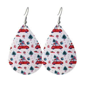 White Christmas Car Pattern Earrings
