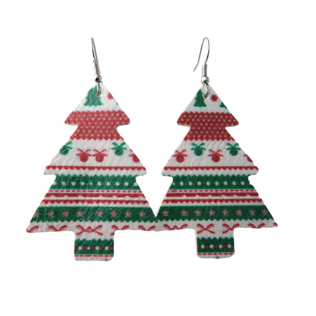 Red & Green Christmas Sweater Tree Earrings