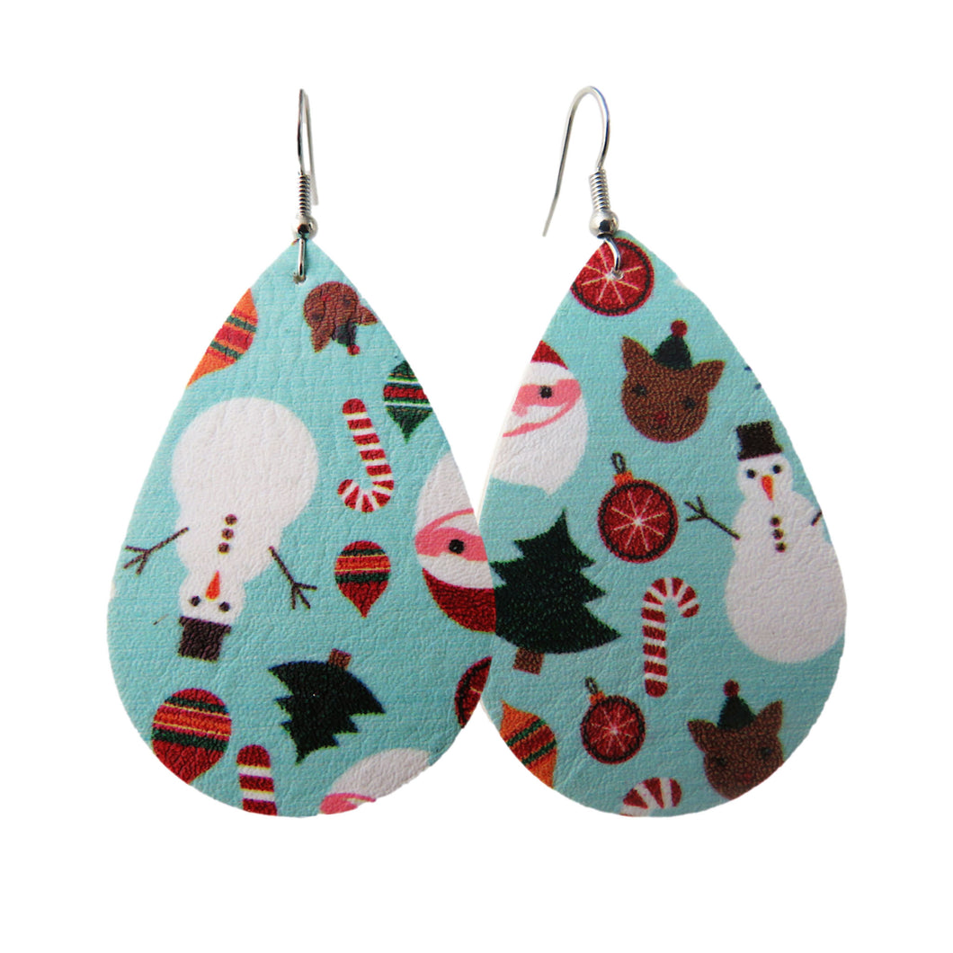 Blue Christmas Tear Drop Earrings