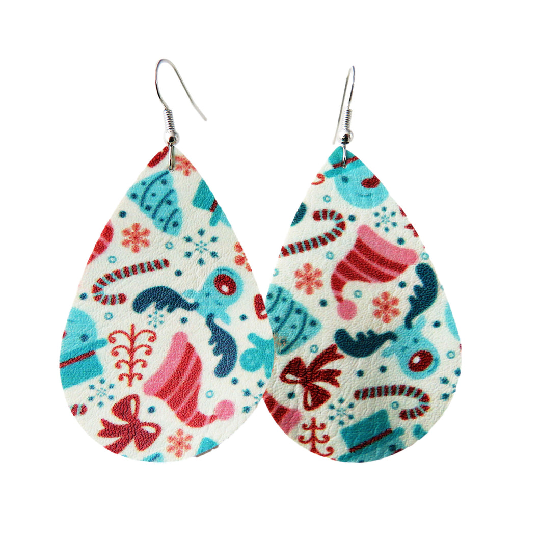 Blue & Red Christmas Tear Drop Earrings