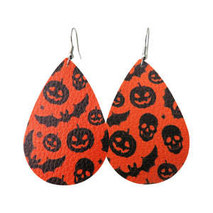 Orange Haunted Halloween Drop Earrings