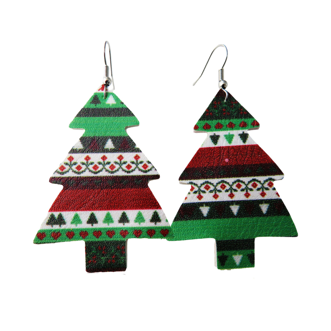 Red & Green Christmas Sweater Tree Earrings