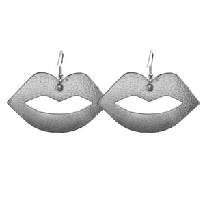 Silver Lip Shaped Shimmer Earrings