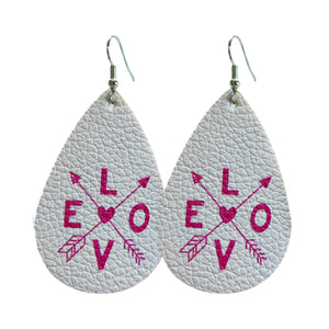 White L - O - V - E Graphic Tear Drop Earrings