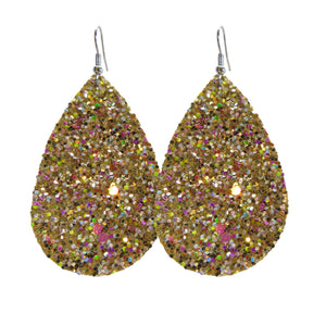 Golden Queen Chunky Glitter Tear Drop Earrings