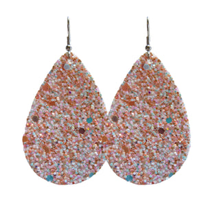 Light Coral Queen Chunky Glitter Tear Drop Earrings