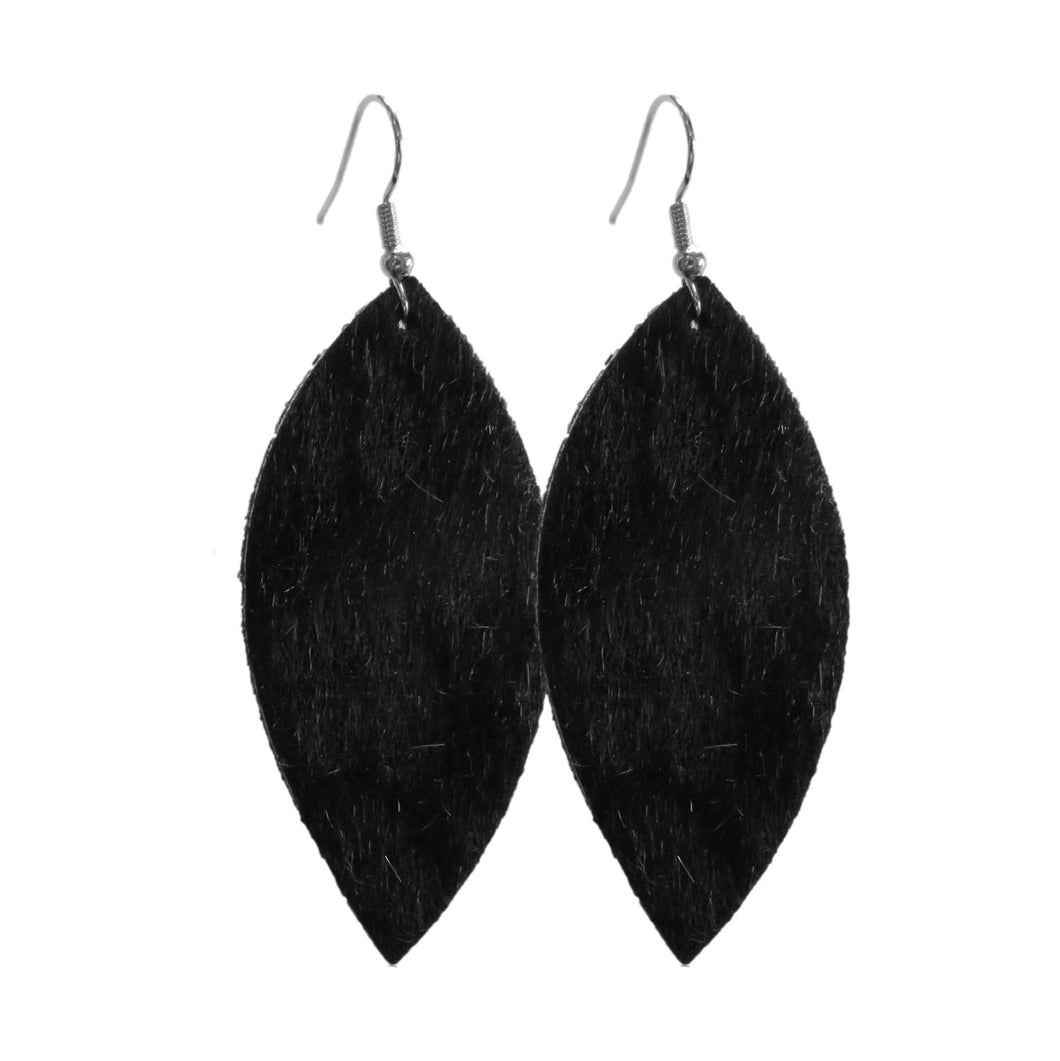Faux Horse-Hair Black Leopard Print Horse Eye Earrings